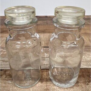 Vintage Wagner Glass Apothecary Bottles With Stoppers 6 Oz Clear Glass Set Of 2